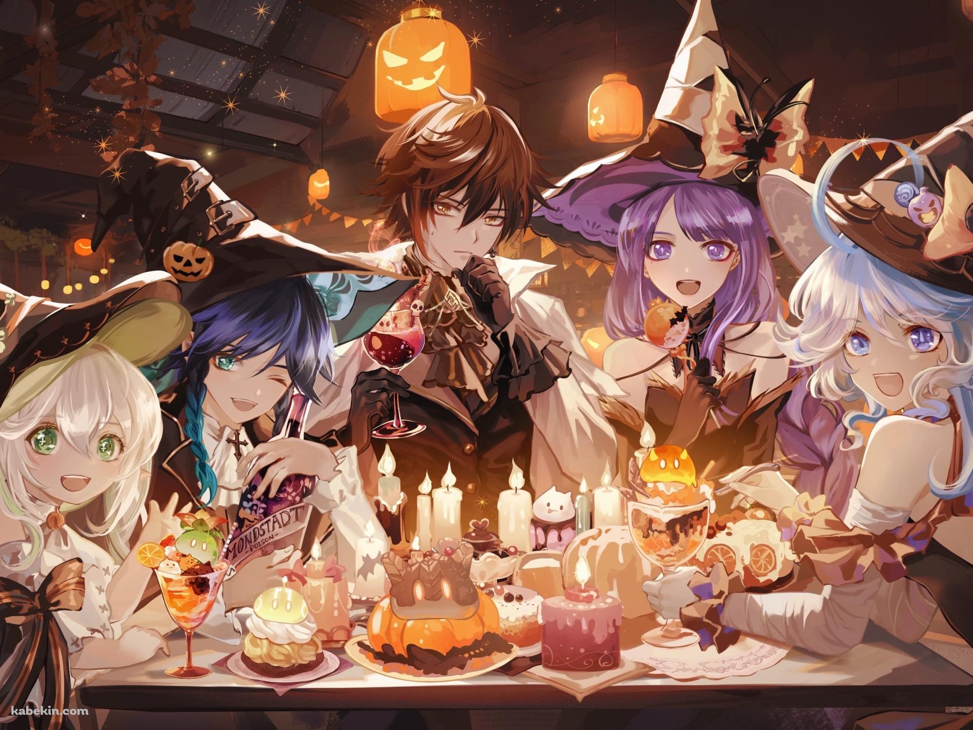 ハロウィンパーティー / 雷電将軍 / 鍾離 / ナヒーダ / ウェンティ / スライム / フリーナ / 原神の壁紙(1920px x 1440px) 高画質 PC・デスクトップ用