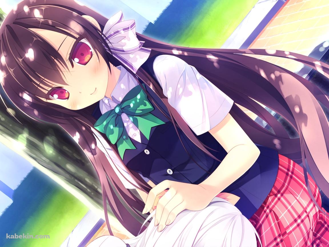 制服を着た可愛い白澤 美悠紀 / 緑のリボン / LOVEREC.の壁紙(1152px x 864px) 高画質 PC・デスクトップ用