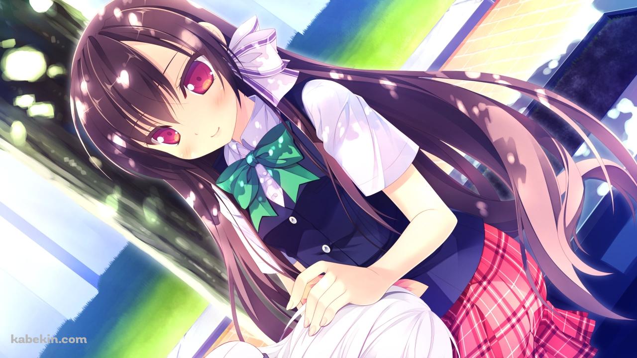 制服を着た可愛い白澤 美悠紀 / 緑のリボン / LOVEREC.の壁紙(1280px x 720px) 高画質 PC・デスクトップ用