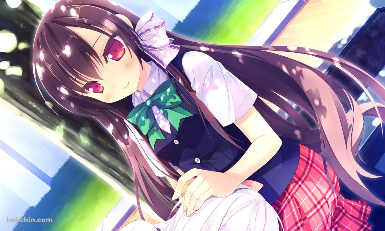 制服を着た可愛い白澤 美悠紀 / 緑のリボン / LOVEREC.の壁紙(1280px x 768px) 高画質 PC・デスクトップ用
