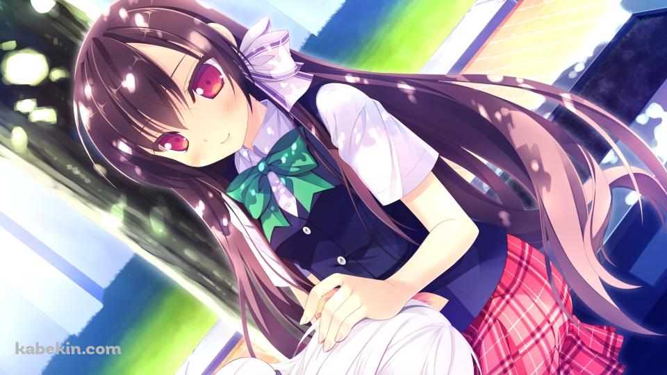 制服を着た可愛い白澤 美悠紀 / 緑のリボン / LOVEREC.の壁紙(960px x 540px) 高画質 PC・デスクトップ用