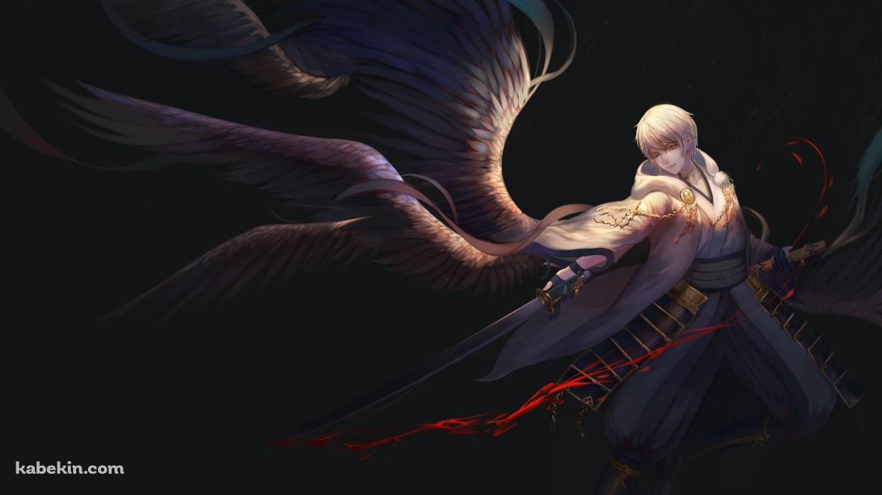 翼が生えたかっこいい鶴丸国永 / 刀剣乱舞の壁紙(1242px x 698px) 高画質 PC・デスクトップ用