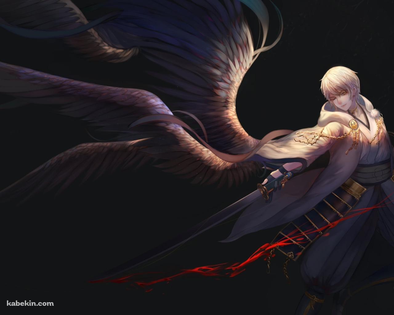 翼が生えたかっこいい鶴丸国永 / 刀剣乱舞の壁紙(1280px x 1024px) 高画質 PC・デスクトップ用