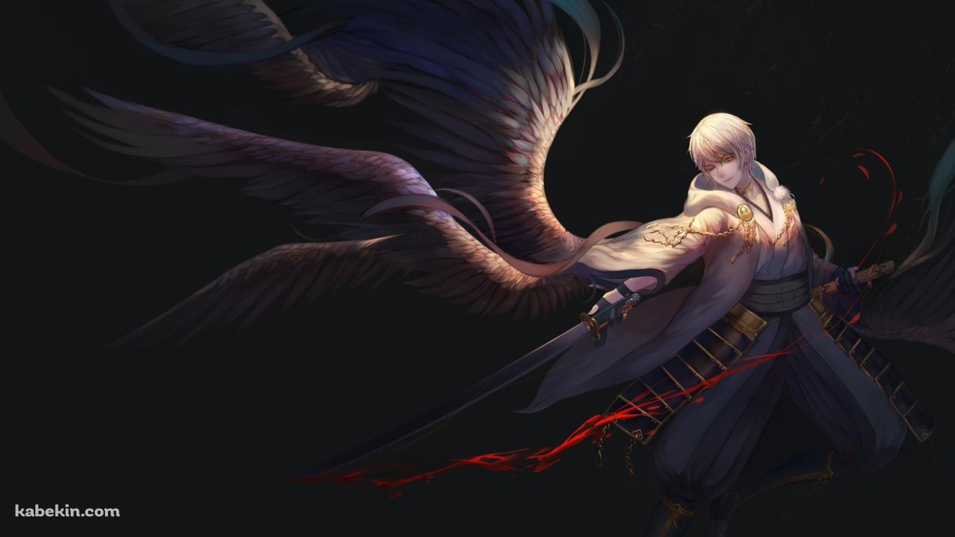 翼が生えたかっこいい鶴丸国永 / 刀剣乱舞の壁紙(1391px x 783px) 高画質 PC・デスクトップ用