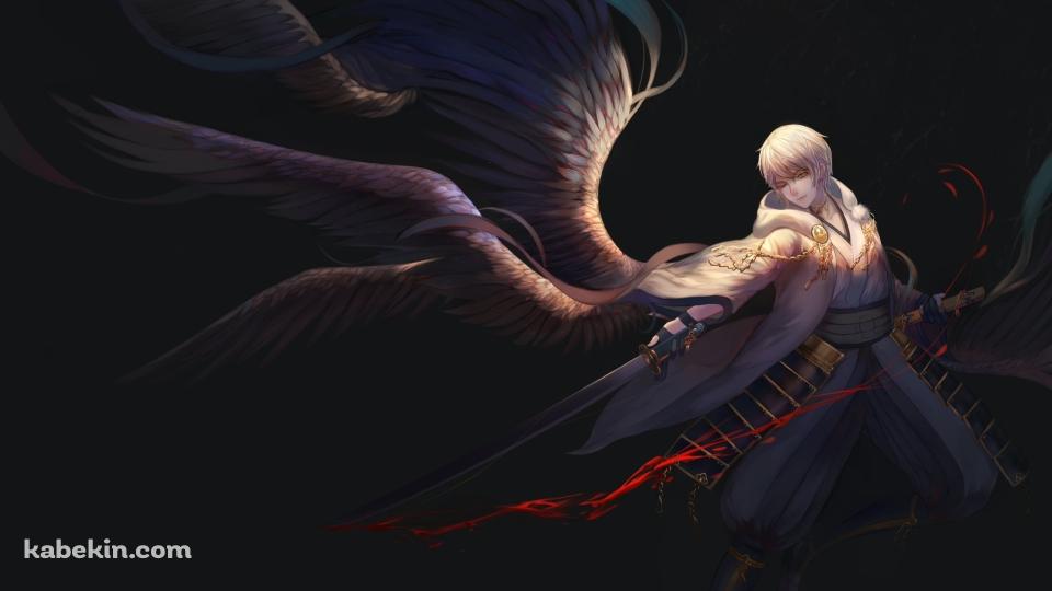 翼が生えたかっこいい鶴丸国永 / 刀剣乱舞の壁紙(960px x 540px) 高画質 PC・デスクトップ用