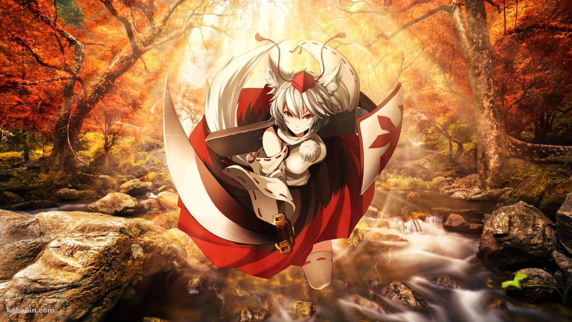 秋の清流と紅葉と犬走椛(いぬばしりもみじ) / 東方の壁紙(1829px x 1029px) 高画質 PC・デスクトップ用