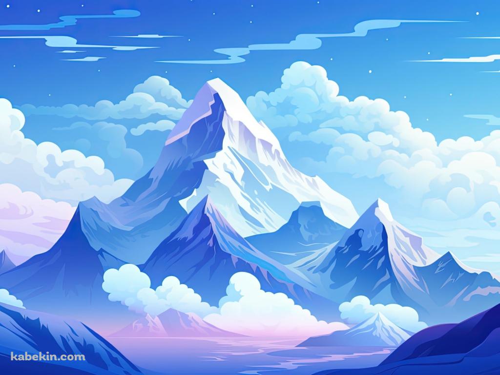 AIで描いた綺麗な青い山脈の壁紙(1024px x 768px) 高画質 PC・デスクトップ用