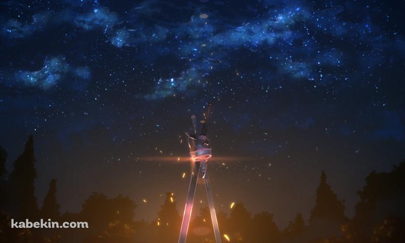 地面に突き刺さる2つの剣と銀河 / SAO / ソードアートオンラインの壁紙(800px x 480px) 高画質 PC・デスクトップ用