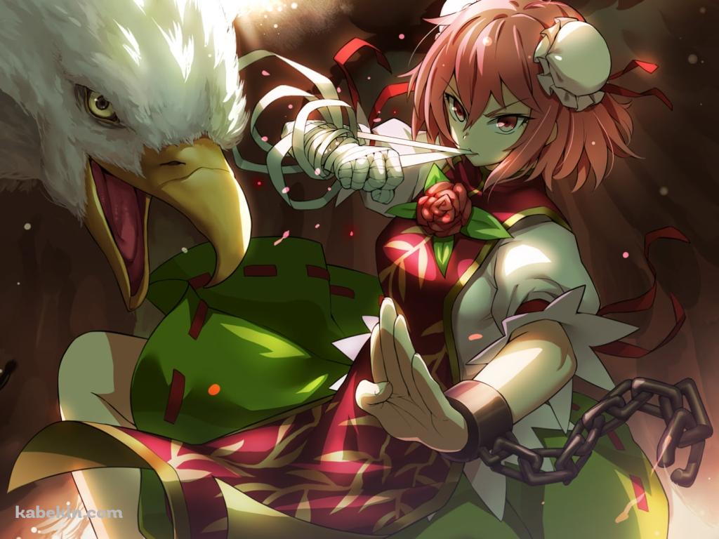 かまえる茨木華扇(いばらきかせん)と鷲 / 東方の壁紙(1024px x 768px) 高画質 PC・デスクトップ用