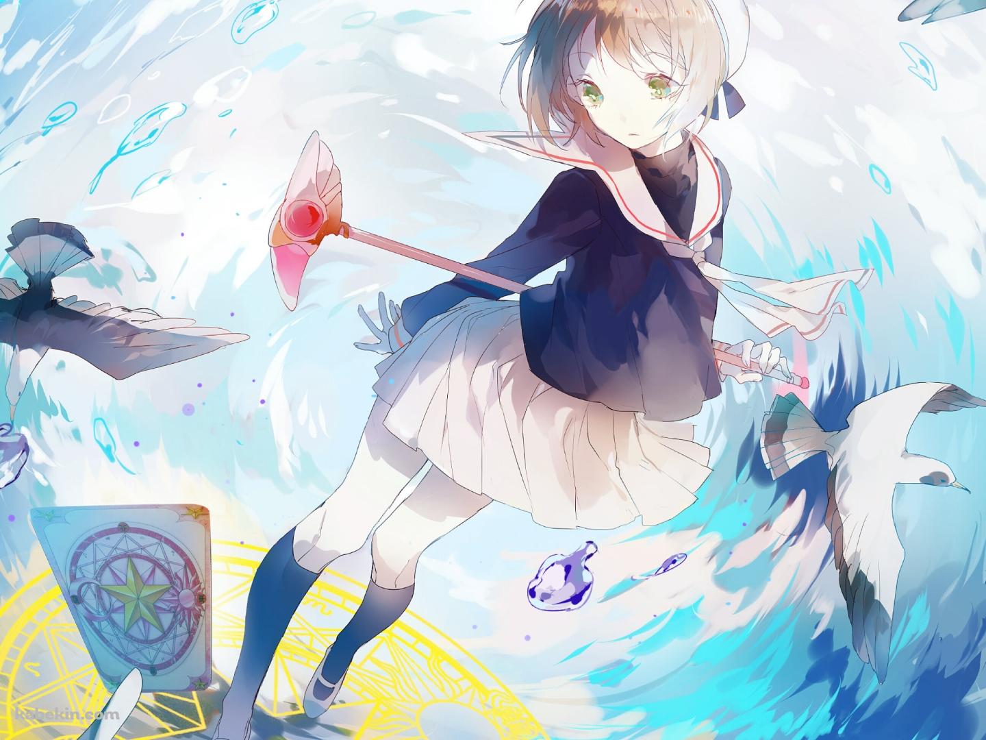 魔法陣とカモメと木之本桜 / カードキャプターさくらの壁紙(1440px x 1080px) 高画質 PC・デスクトップ用