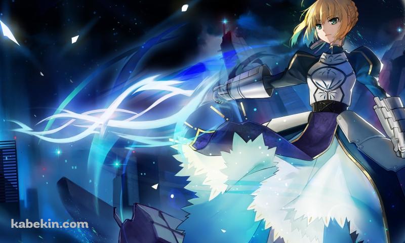 右手から青い光を出すセイバー / Fate / フェイト/ステイナイトの壁紙(800px x 480px) 高画質 PC・デスクトップ用