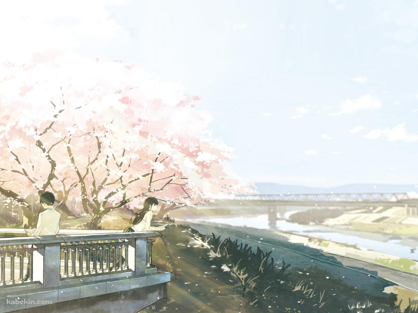 山内桜良 / 志賀春樹 / 桜の花 / 川 / 春 / 君の膵臓をたべたいの壁紙(1400px x 1050px) 高画質 PC・デスクトップ用
