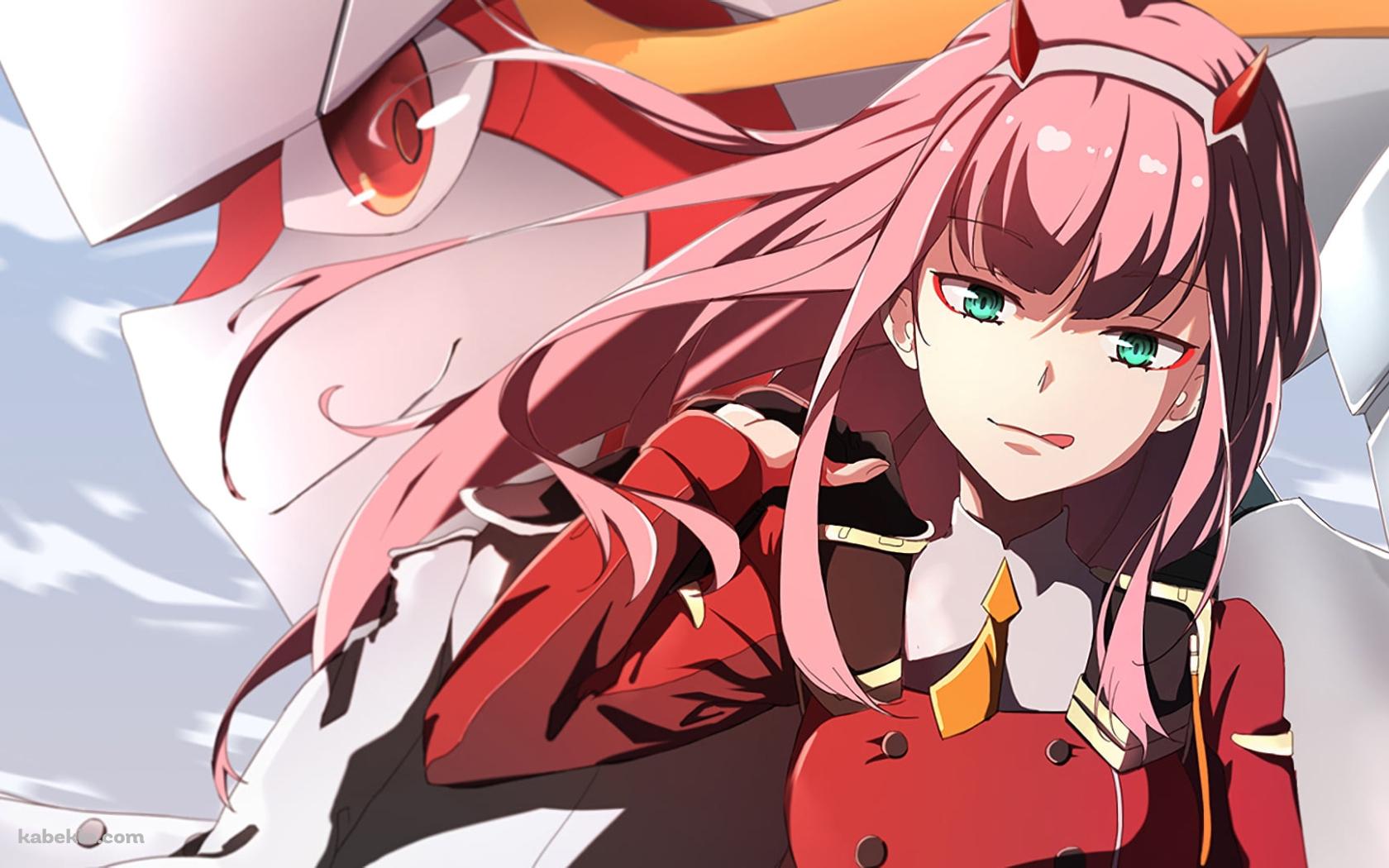 舌を出すゼロツーとフランクス・ストレリチア / ダーリン・イン・ザ・フランキス / DARLING in the FRANXXの壁紙(1680px x 1050px) 高画質 PC・デスクトップ用