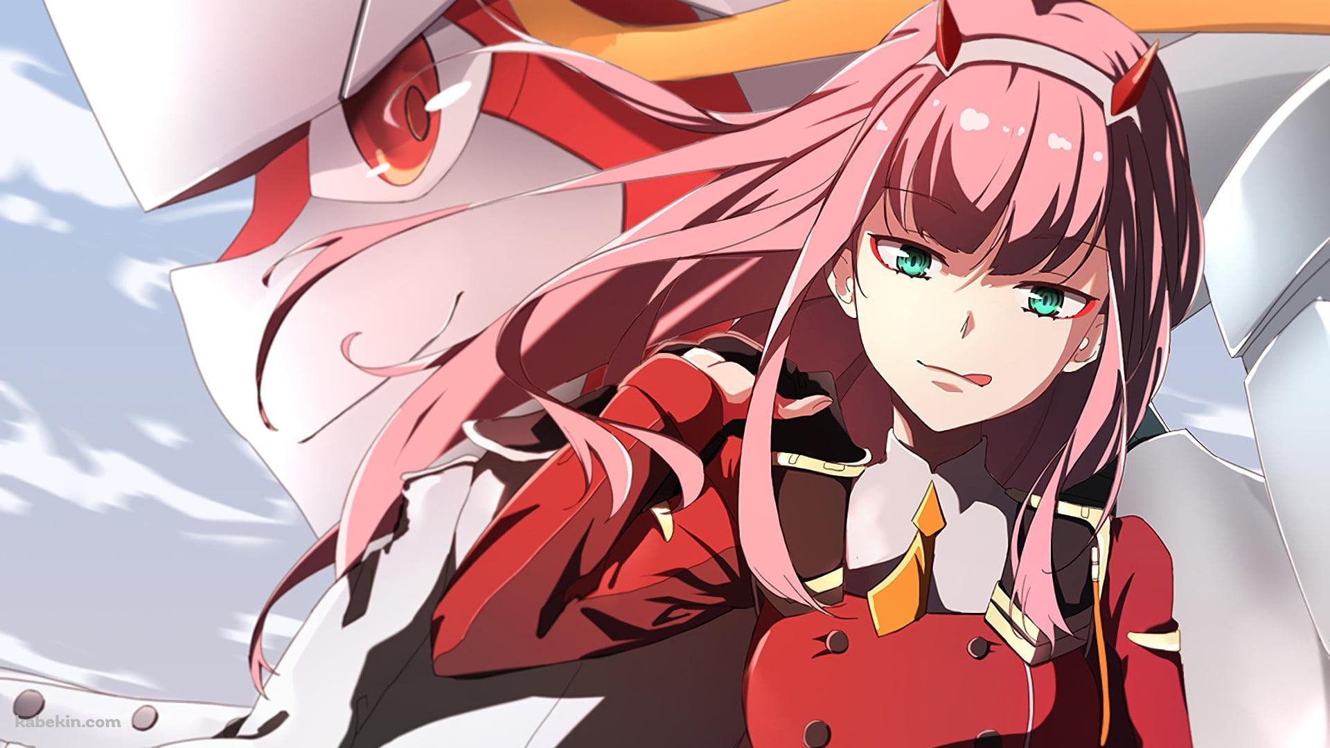 舌を出すゼロツーとフランクス・ストレリチア / ダーリン・イン・ザ・フランキス / DARLING in the FRANXXの壁紙(1920px x 1080px) 高画質 PC・デスクトップ用