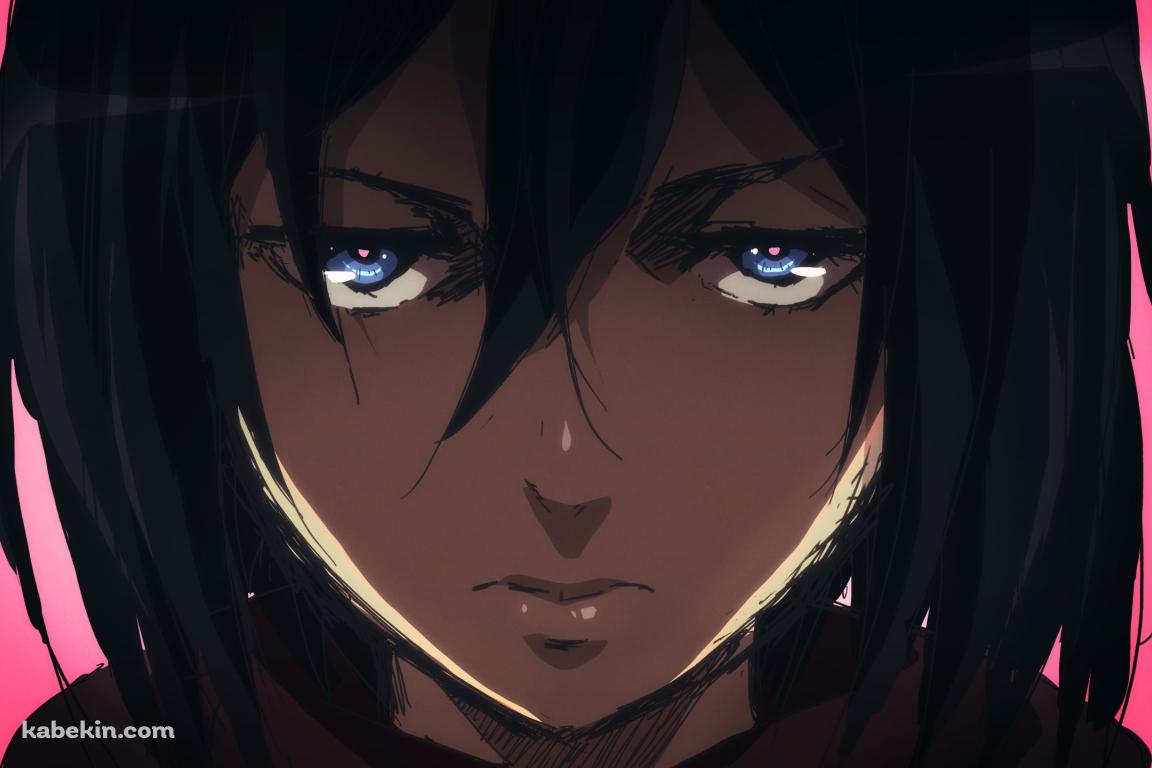 虚ろ気な表情のミカサ・アッカーマン / 青い瞳 / 顔のクローズアップ / Mikasa Ackerman / 進撃の巨人の壁紙(1152px x 768px) 高画質 PC・デスクトップ用
