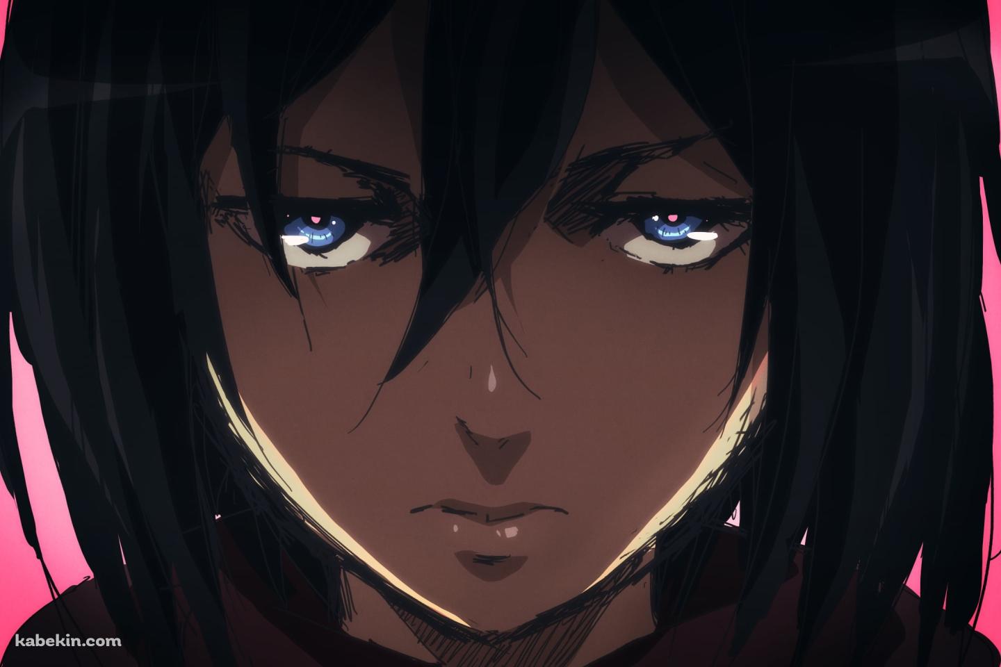 虚ろ気な表情のミカサ・アッカーマン / 青い瞳 / 顔のクローズアップ / Mikasa Ackerman / 進撃の巨人の壁紙(1440px x 960px) 高画質 PC・デスクトップ用
