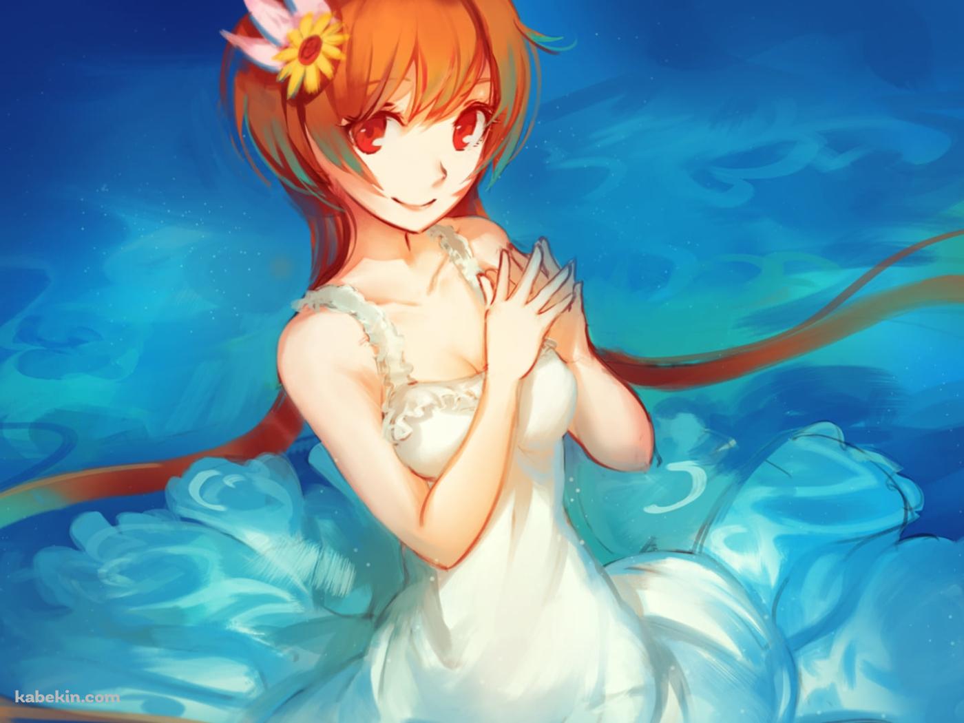 水に浸かる白いドレスを着た橘万里花 / ニセコイの壁紙(1400px x 1050px) 高画質 PC・デスクトップ用