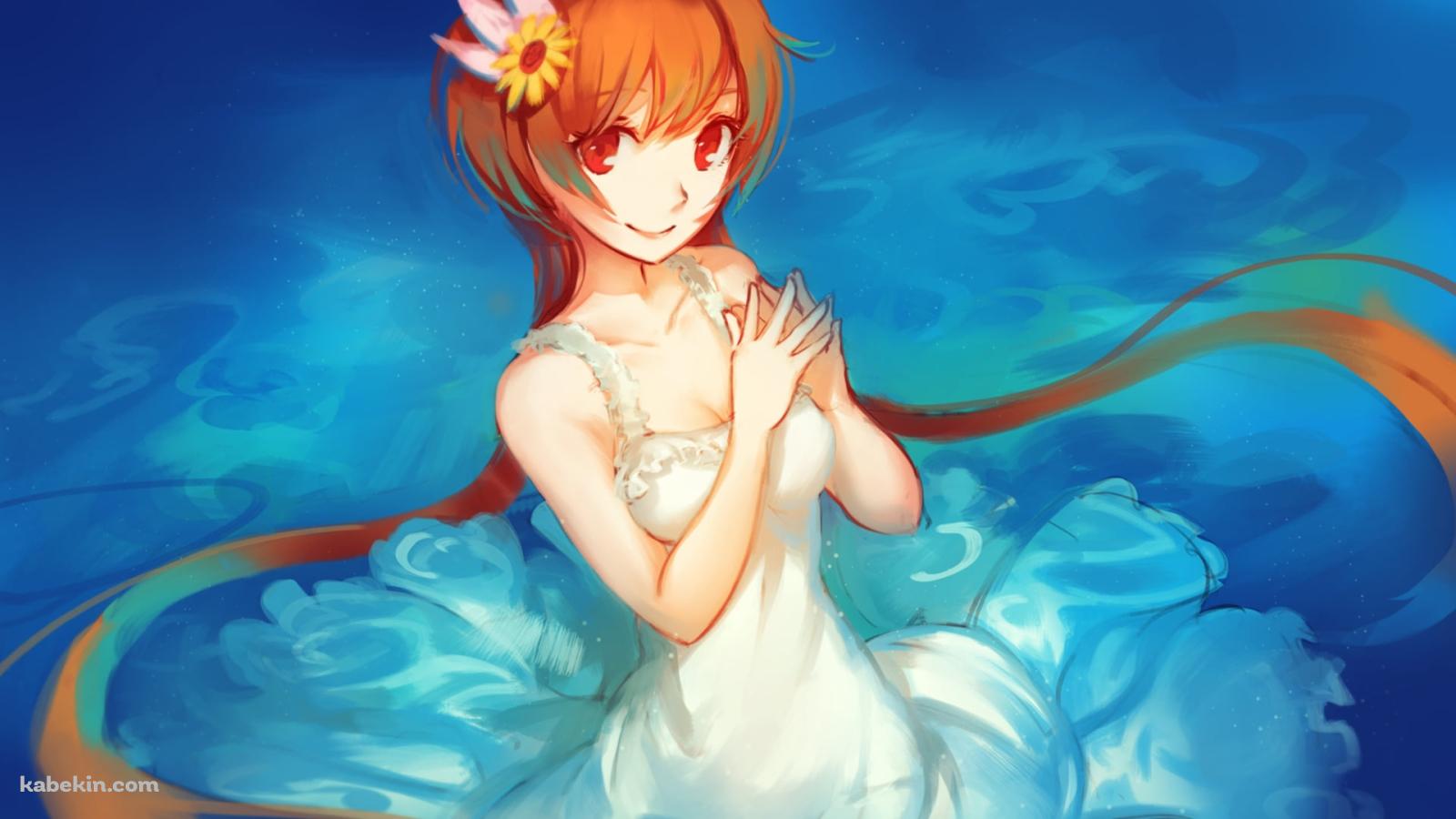 水に浸かる白いドレスを着た橘万里花 / ニセコイの壁紙(1600px x 900px) 高画質 PC・デスクトップ用