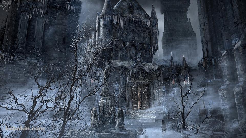 冬、屋敷の前に立つハンター / ブラボ / Bloodborneの壁紙(960px x 540px) 高画質 PC・デスクトップ用