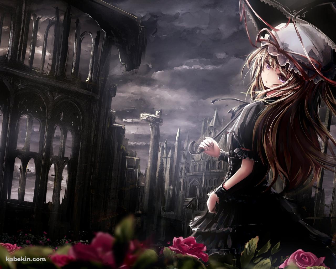 赤い花と八雲紫 / 東方の壁紙(1280px x 1024px) 高画質 PC・デスクトップ用