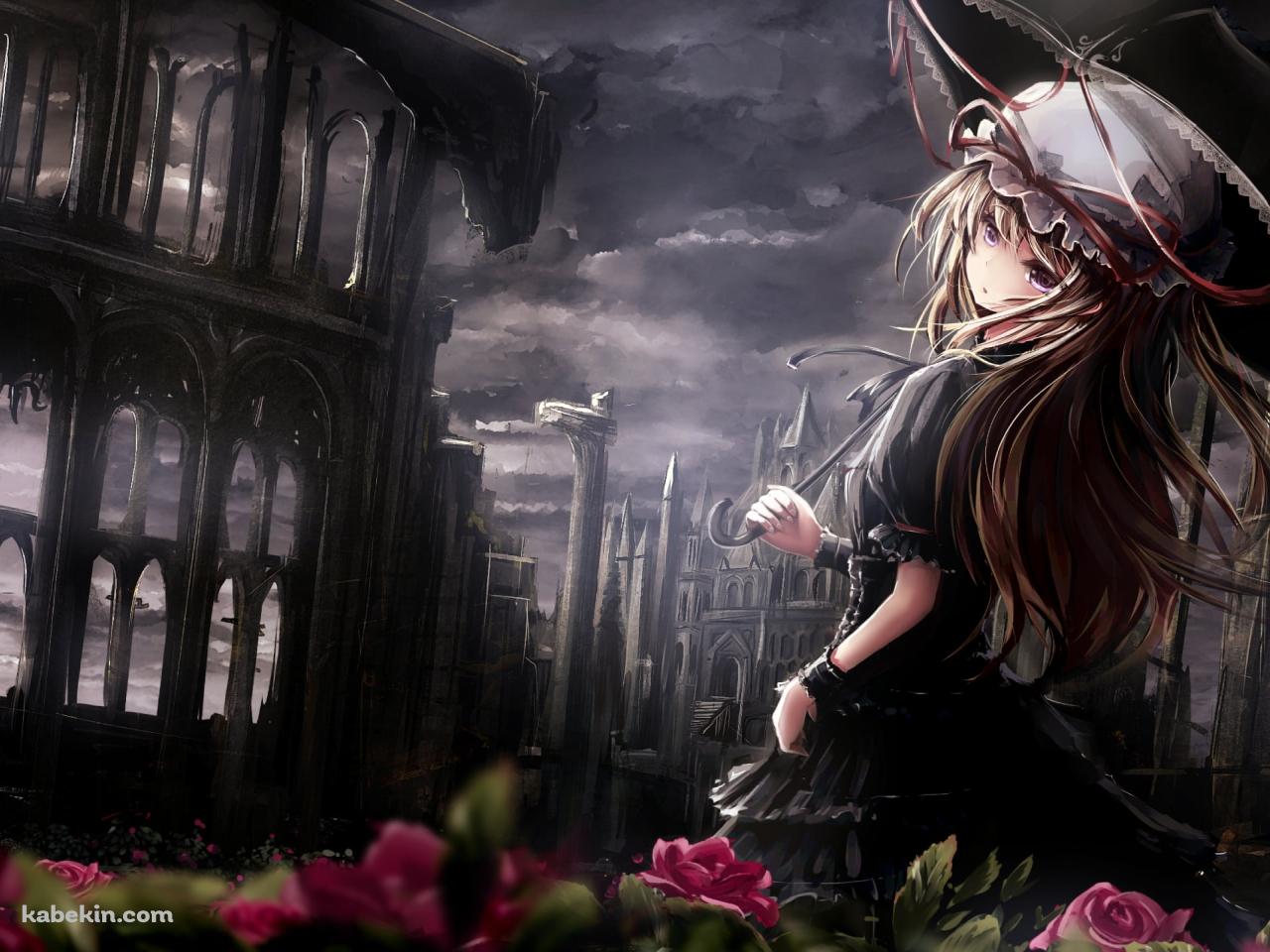 赤い花と八雲紫 / 東方の壁紙(1280px x 960px) 高画質 PC・デスクトップ用