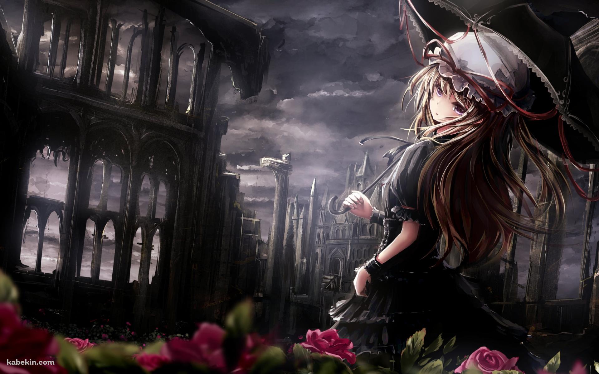 赤い花と八雲紫 / 東方の壁紙(1920px x 1200px) 高画質 PC・デスクトップ用