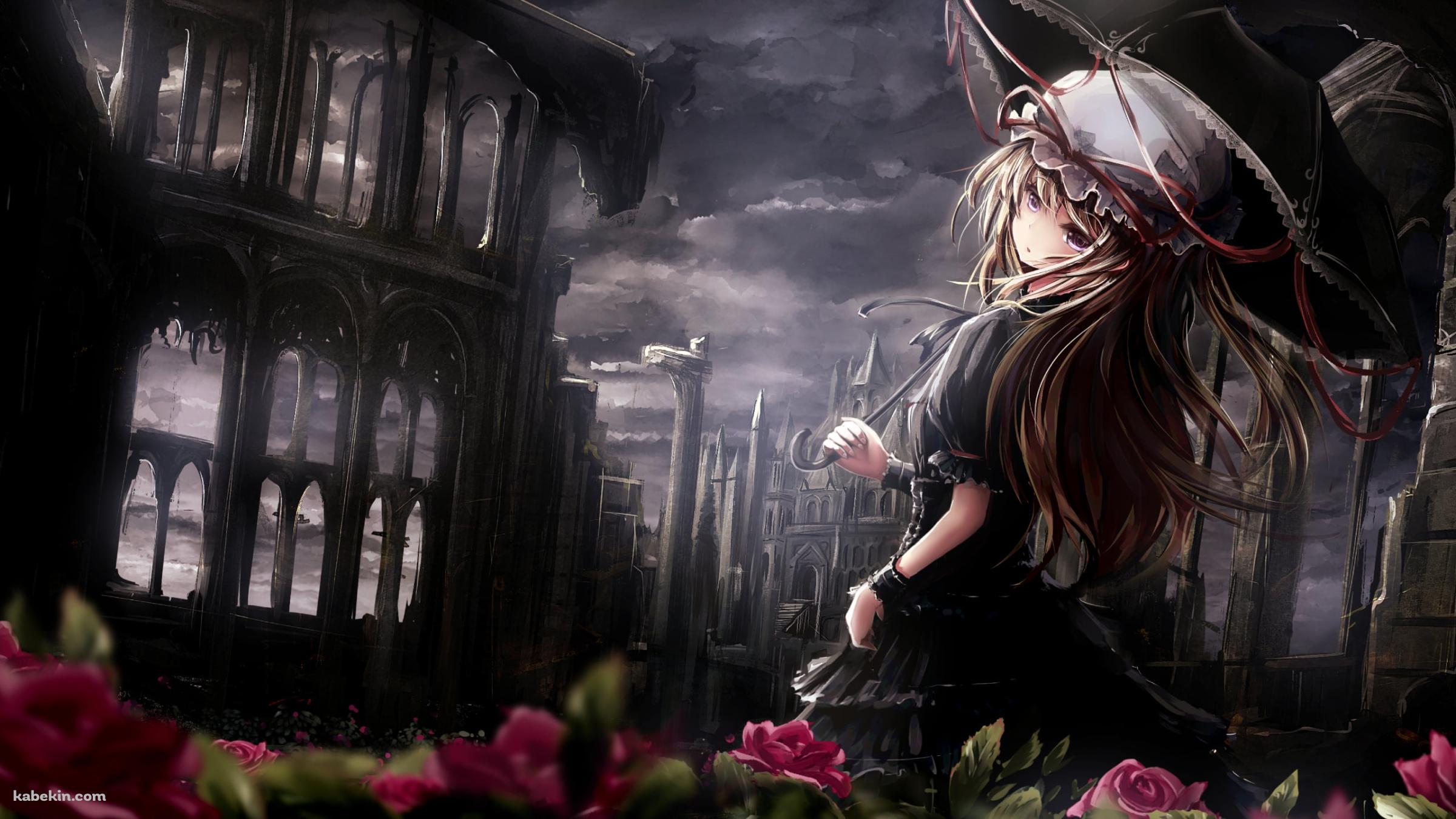 赤い花と八雲紫 / 東方の壁紙(2400px x 1350px) 高画質 PC・デスクトップ用