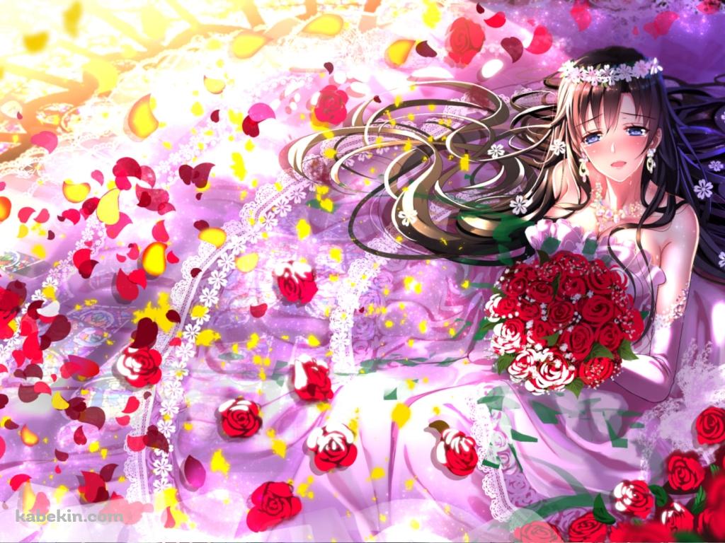 ウェディングドレスを着て赤い薔薇のブーケを持つ平塚 静 / やはり俺の青春ラブコメはまちがっている。の壁紙(1024px x 768px) 高画質 PC・デスクトップ用
