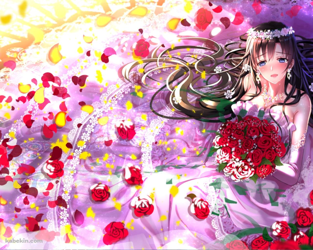 ウェディングドレスを着て赤い薔薇のブーケを持つ平塚 静 / やはり俺の青春ラブコメはまちがっている。の壁紙(1280px x 1024px) 高画質 PC・デスクトップ用