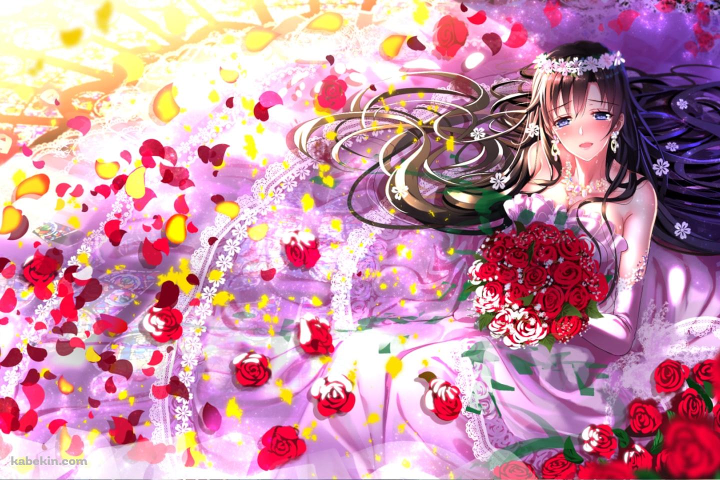 ウェディングドレスを着て赤い薔薇のブーケを持つ平塚 静 / やはり俺の青春ラブコメはまちがっている。の壁紙(1440px x 960px) 高画質 PC・デスクトップ用