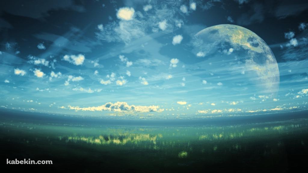 草原と遊星の壁紙(1024px x 576px) 高画質 PC・デスクトップ用