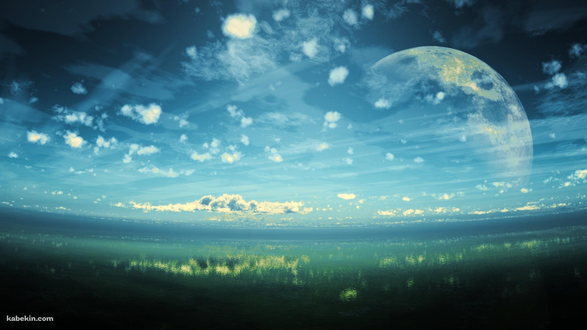 草原と遊星の壁紙(1920px x 1080px) 高画質 PC・デスクトップ用