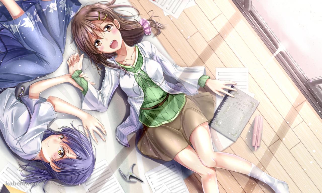 フローリングに寝転ぶ如月千早と萩原雪歩 / アイドルマスターの壁紙(1280px x 768px) 高画質 PC・デスクトップ用