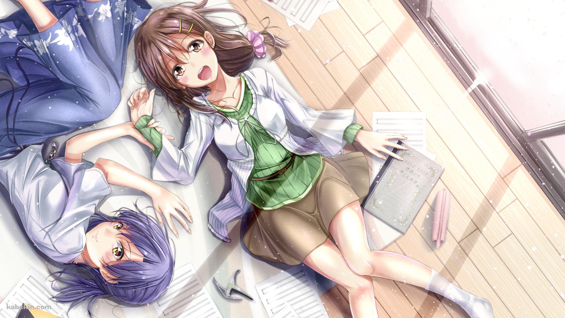 フローリングに寝転ぶ如月千早と萩原雪歩 / アイドルマスターの壁紙(1920px x 1080px) 高画質 PC・デスクトップ用