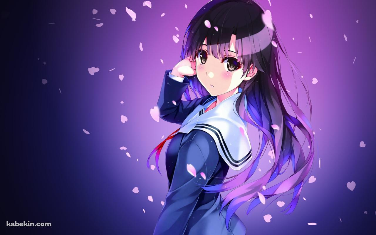桜の花びらとセーラー服を着た加藤恵 / 冴えない彼女の育てかたの壁紙(1280px x 800px) 高画質 PC・デスクトップ用