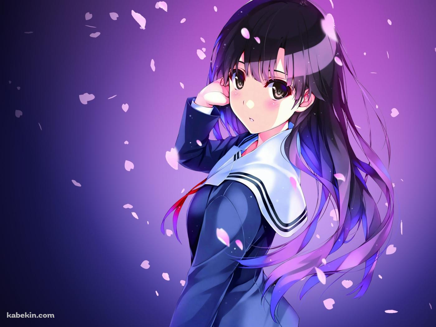桜の花びらとセーラー服を着た加藤恵 / 冴えない彼女の育てかたの壁紙(1400px x 1050px) 高画質 PC・デスクトップ用