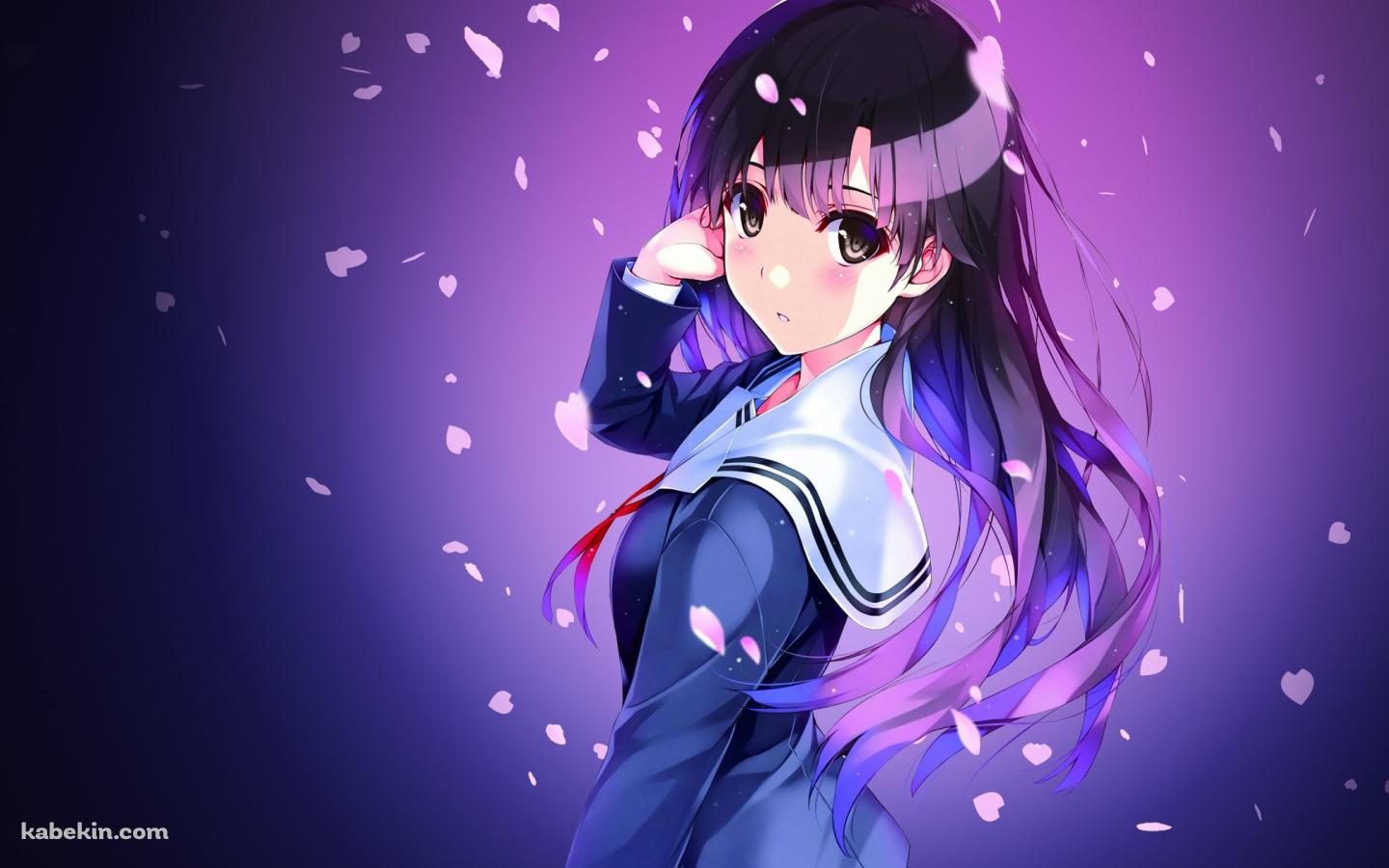桜の花びらとセーラー服を着た加藤恵 / 冴えない彼女の育てかたの壁紙(1440px x 900px) 高画質 PC・デスクトップ用