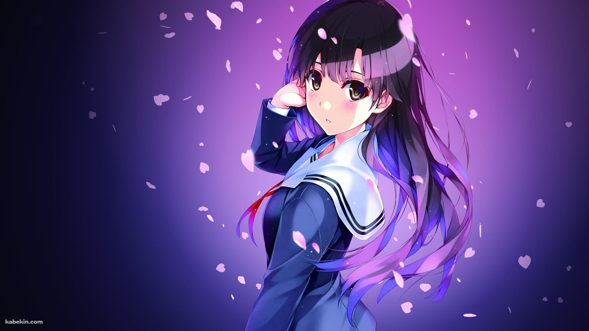 桜の花びらとセーラー服を着た加藤恵 / 冴えない彼女の育てかたの壁紙(2400px x 1350px) 高画質 PC・デスクトップ用