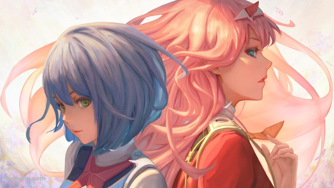 リアリスティックなタッチで描かれたゼロツーとイチゴ / ダリフラ / ダーリン・イン・ザ・フランキスの壁紙(1280px x 720px) 高画質 PC・デスクトップ用