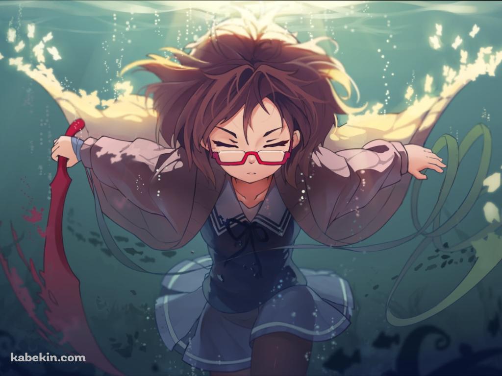 水中で剣を振るう栗山未来 / 境界の彼方の壁紙(1024px x 768px) 高画質 PC・デスクトップ用