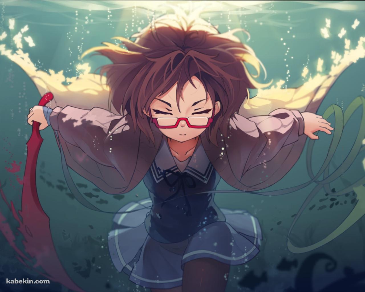 水中で剣を振るう栗山未来 / 境界の彼方の壁紙(1280px x 1024px) 高画質 PC・デスクトップ用