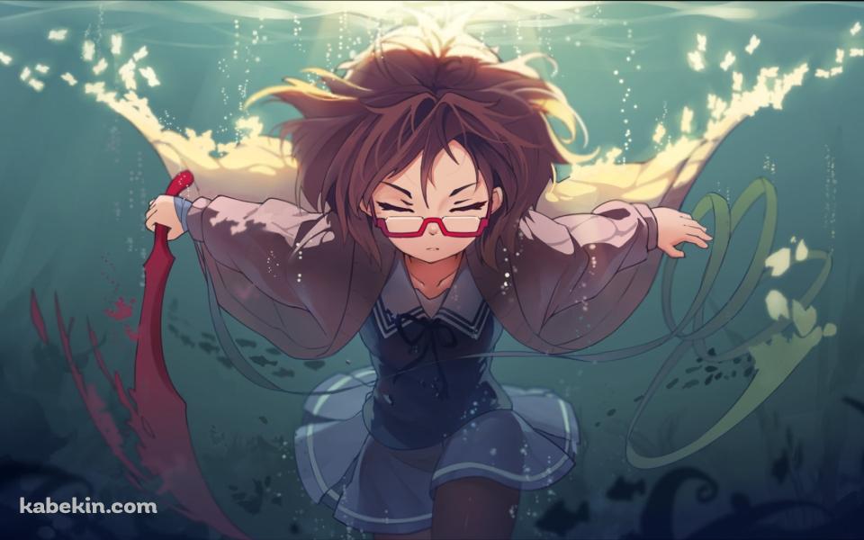 水中で剣を振るう栗山未来 / 境界の彼方の壁紙(960px x 600px) 高画質 PC・デスクトップ用