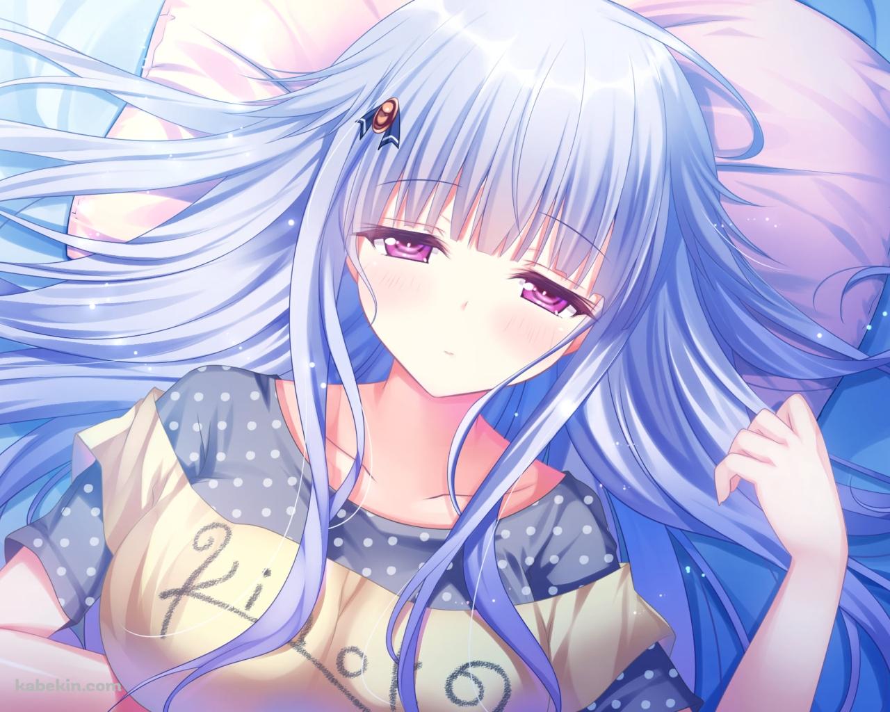 仰向けに寝ている桐生 千景 / シロガネ×スピリッツ!の壁紙(1280px x 1024px) 高画質 PC・デスクトップ用