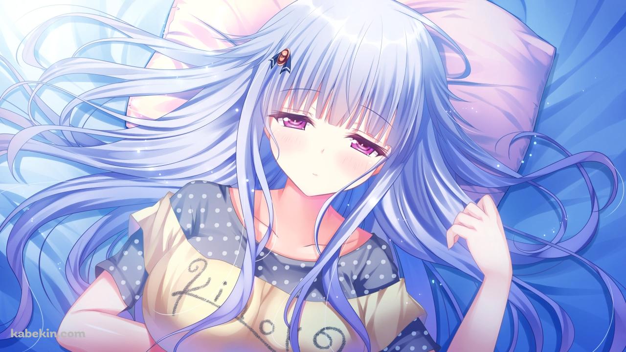 仰向けに寝ている桐生 千景 / シロガネ×スピリッツ!の壁紙(1280px x 720px) 高画質 PC・デスクトップ用