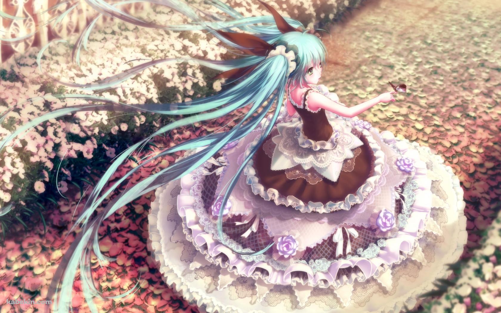 沢山の花びらとドレスを着た初音ミク / ボカロ / ボーカロイドの壁紙(1680px x 1050px) 高画質 PC・デスクトップ用