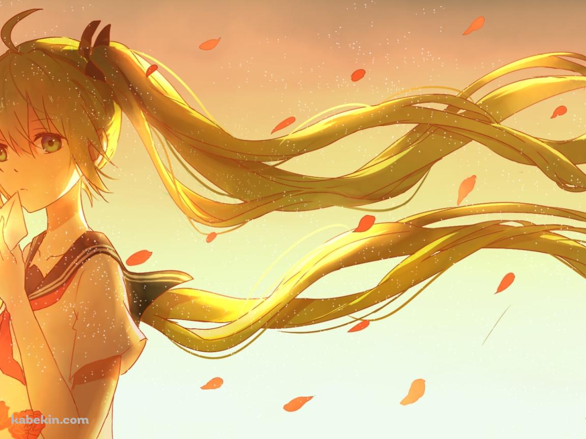 赤い薔薇とラブレターを持つ初音ミク / ボカロ / ボーカロイドの壁紙(1152px x 864px) 高画質 PC・デスクトップ用