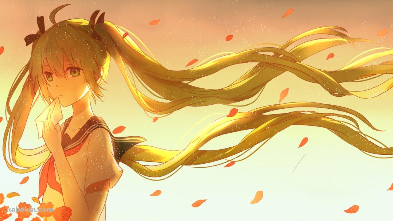 赤い薔薇とラブレターを持つ初音ミク / ボカロ / ボーカロイドの壁紙(1280px x 720px) 高画質 PC・デスクトップ用