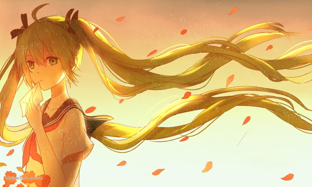 赤い薔薇とラブレターを持つ初音ミク / ボカロ / ボーカロイドの壁紙(1280px x 768px) 高画質 PC・デスクトップ用