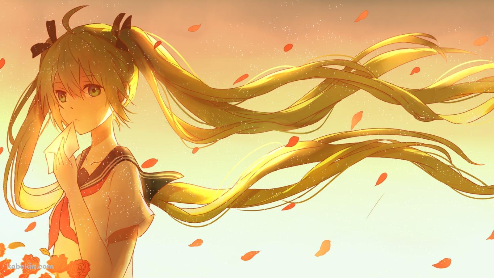 赤い薔薇とラブレターを持つ初音ミク / ボカロ / ボーカロイドの壁紙(1600px x 900px) 高画質 PC・デスクトップ用