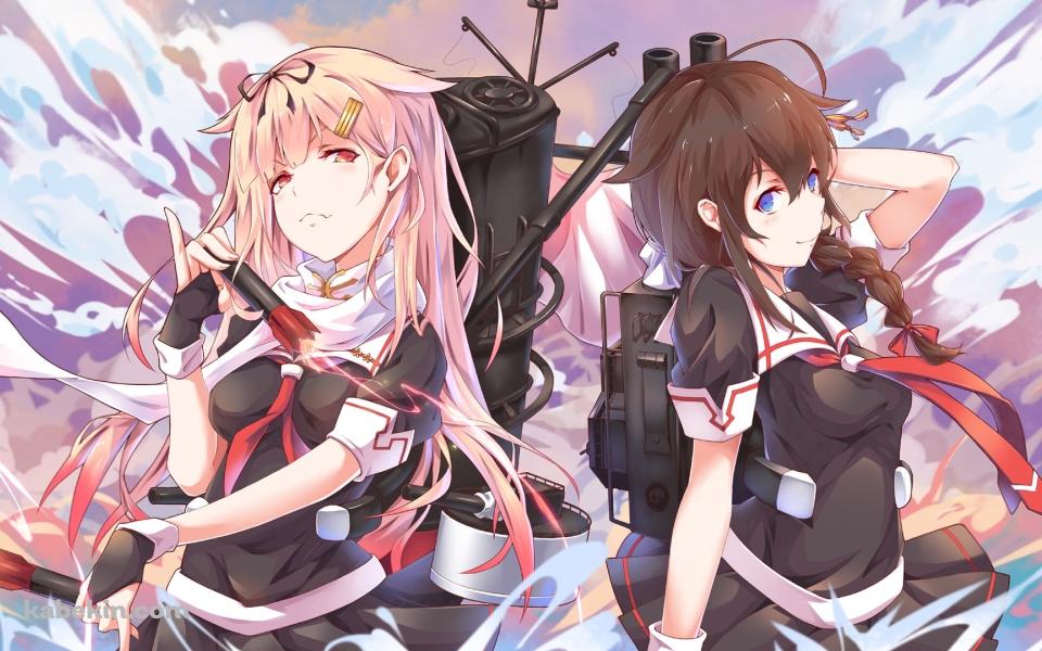並び立つ時雨と夕立 / 艦隊これくしょんの壁紙(960px x 600px) 高画質 PC・デスクトップ用